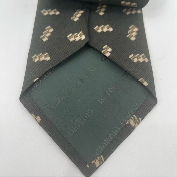 GIORGIO ARMANI Collezioni Silk Tie Green Made In Italy Designer Luxury Mens - Picture 6 of 8